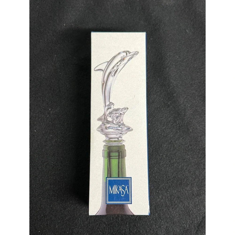 Mikasa Lead Crystal Dolphin Wine Bottle Stopper Austria T8129-900 Clear Nautical